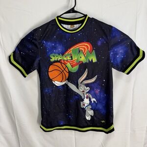 Space‎ Jam Looney Tunes Bugs Bunny Jersey Embroidered Medium Black Blue VTG
